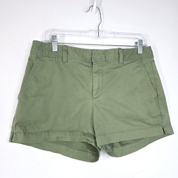 GAP Olive MIlitary Green City Chino Shorts Flat Front HIgh Waist - Picture 3 of 8